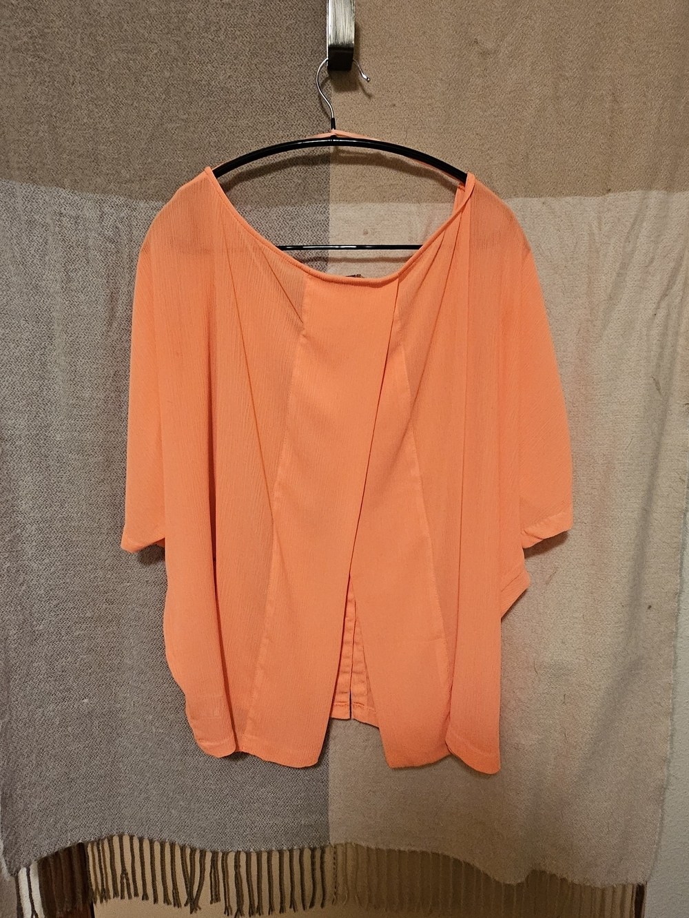 BB Dakota Coral-Orange Button Front Blouse - Picture 3 of 9